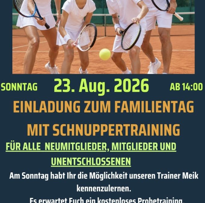 Tennisschnuppertag, So., 23.08.2026